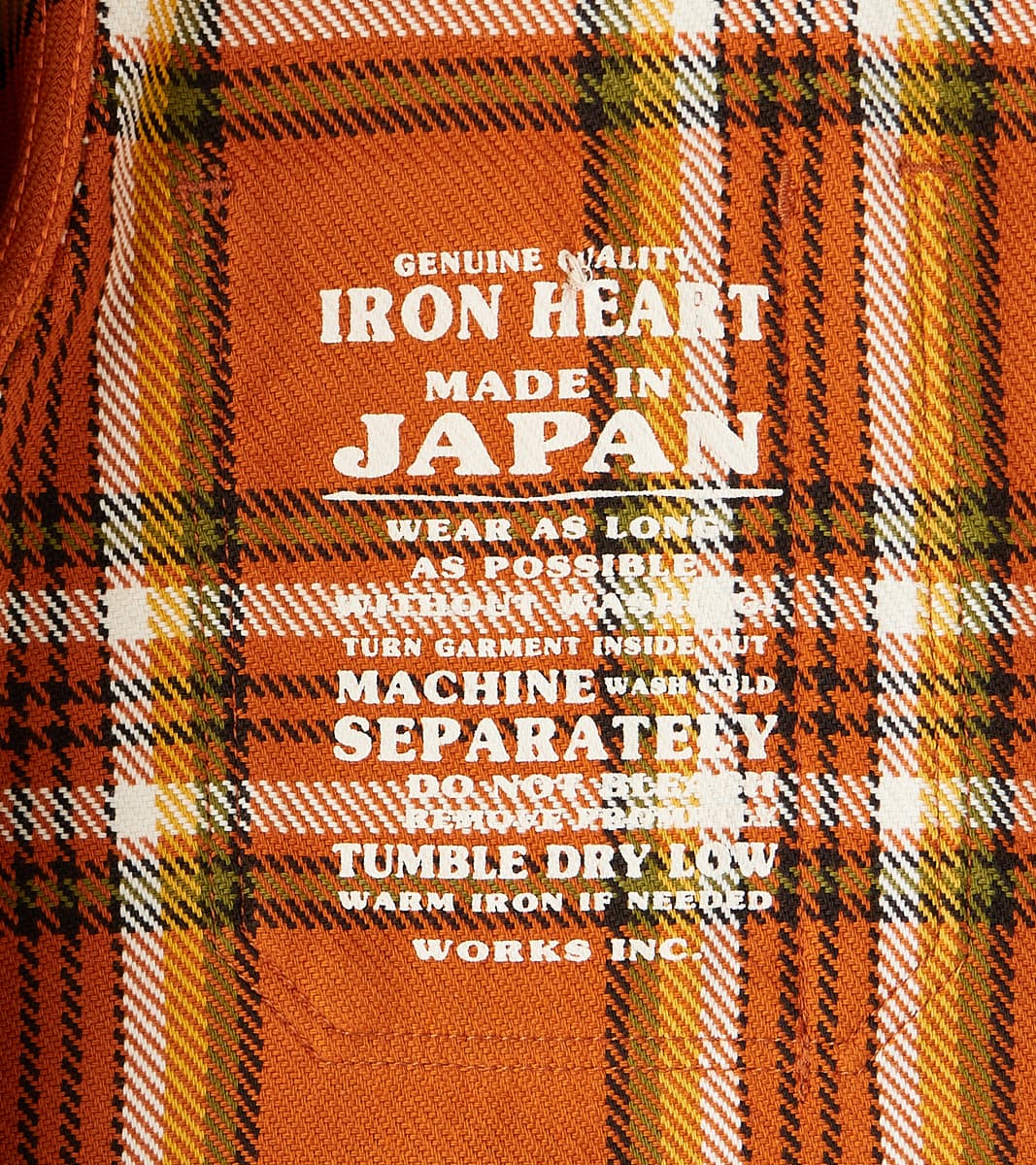442-ORA - Work Shirt - 9oz Selvedge Flannel Orange Check