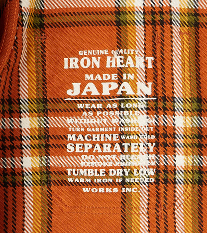 442-ORA - Work Shirt - 9oz Selvedge Flannel Orange Check