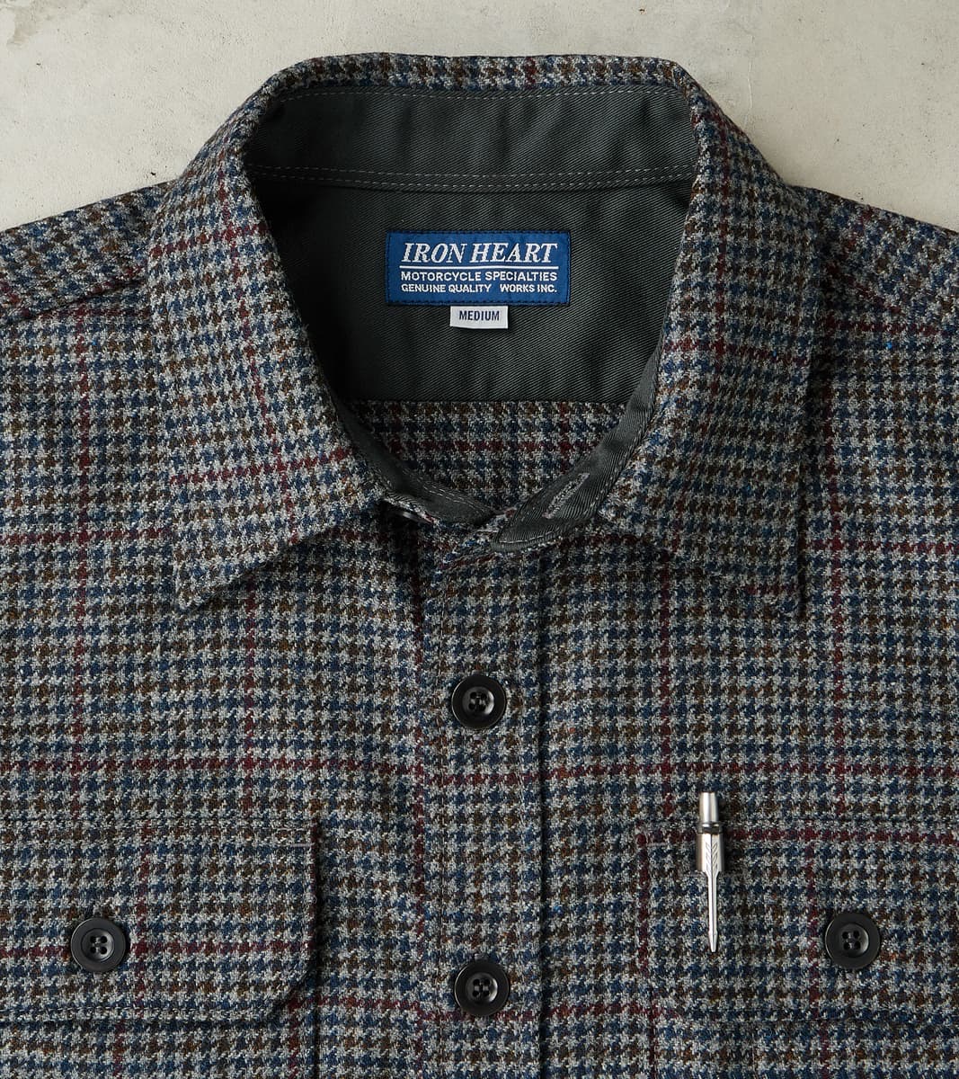 DR 434-PPT - CPO Shirt - Fox Brothers® Wool Antique Pewter Puppytooth Twill Flannel