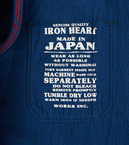 417-IND - Short Sleeved Work Shirt - 5oz Double Gauze Indigo Cloth