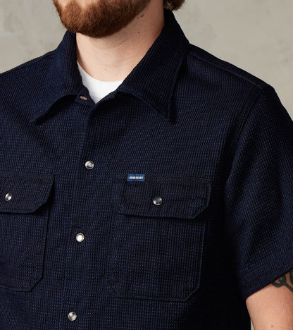 445-IND - Mechanic Short Sleeve Shirt - 10oz Indigo Dobby Cloth