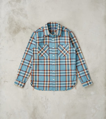 Iron Heart 442-SAX - Work Shirt - 9oz Selvedge Flannel Orange Check