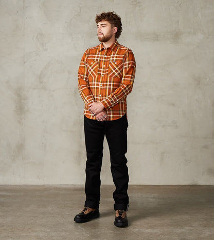 442-ORA - Work Shirt - 9oz Selvedge Flannel Orange Check
