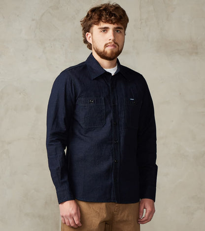 Iron Heart 443-IND - Work Shirt - 7oz Indigo Cotton Linen Chambray