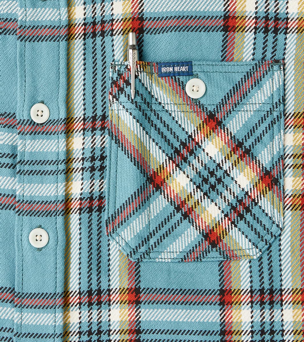 442-SAX - Work Shirt - 9oz Selvedge Flannel Sax Blue Check