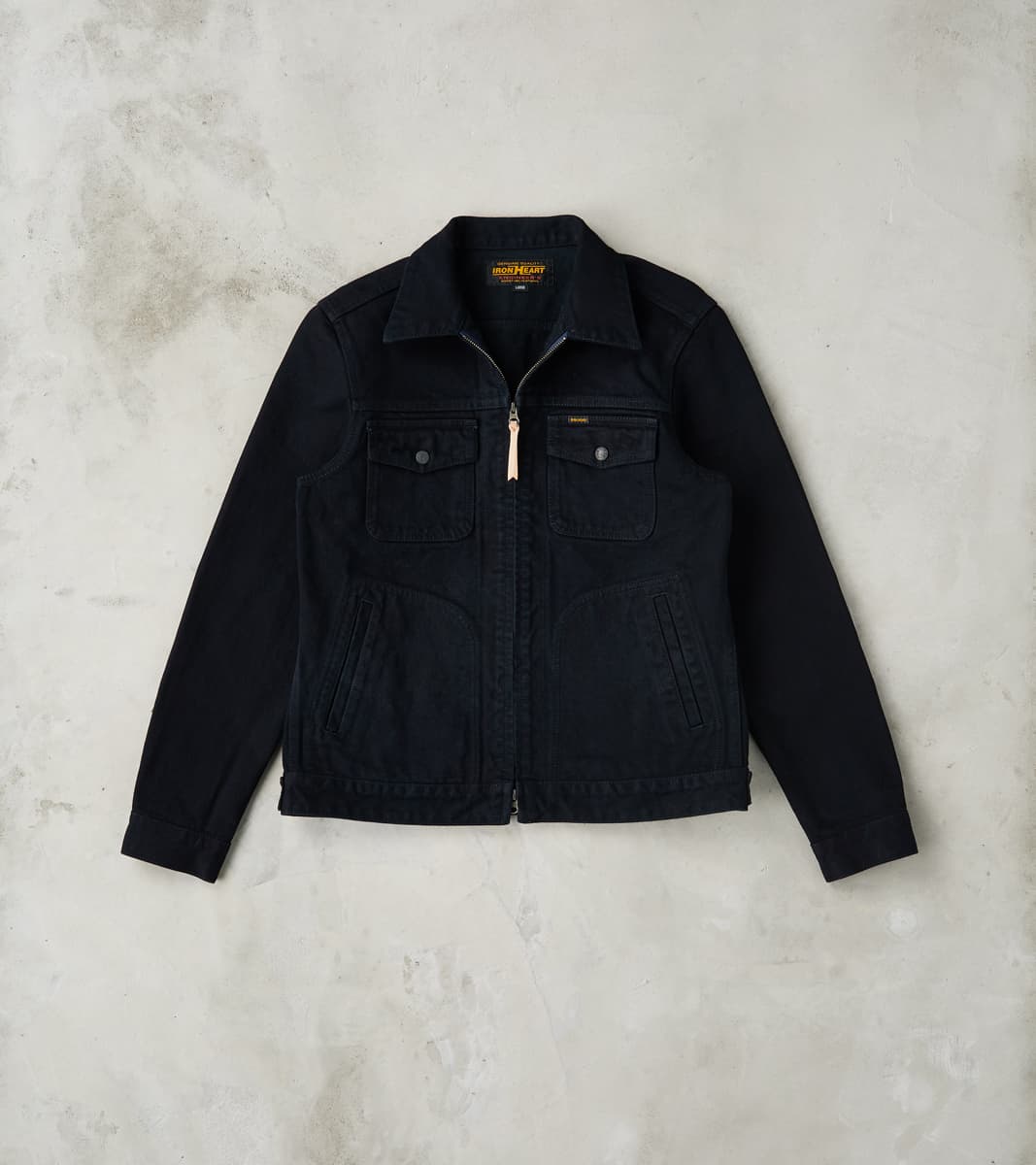 Iron Heart 123J-OD - Work Jacket - 14oz Indigo Overdyed Black Broken T…