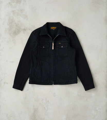 Iron Heart 123J-OD - Work Jacket - 14oz Indigo Overdyed Black Broken T…