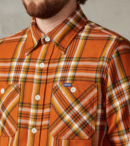 442-ORA - Work Shirt - 9oz Selvedge Flannel Orange Check