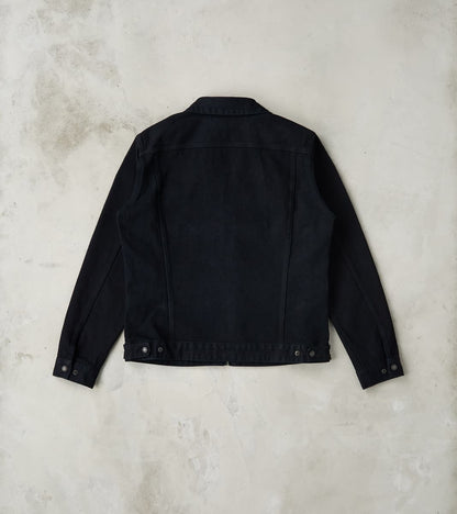 123J-OD - Work Jacket - 14oz Indigo Overdyed Black Broken Twill Selvedge Denim