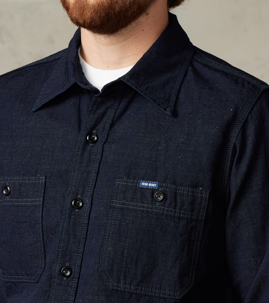 443-IND - Work Shirt - 7oz Indigo Cotton Linen Chambray