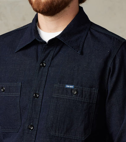 443-IND - Work Shirt - 7oz Indigo Cotton Linen Chambray