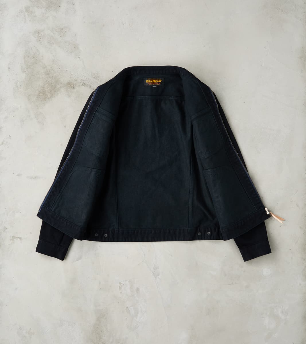 123J-OD - Work Jacket - 14oz Indigo Overdyed Black Broken Twill Selvedge Denim