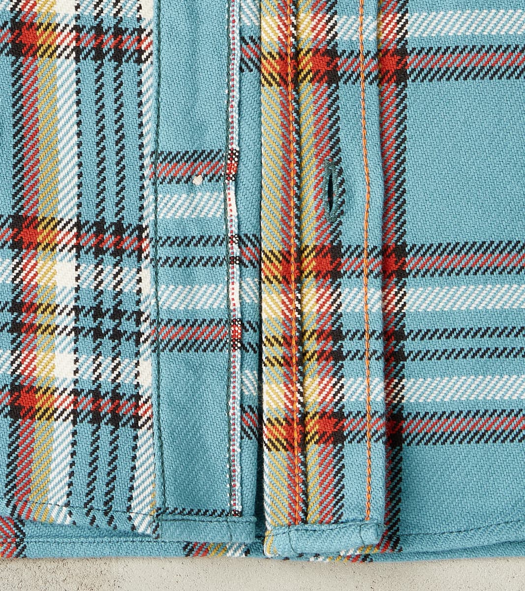 442-SAX - Work Shirt - 9oz Selvedge Flannel Sax Blue Check