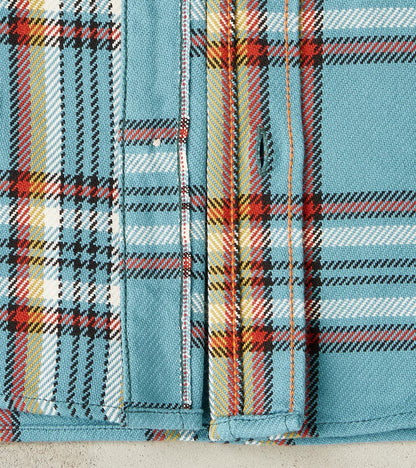 442-SAX - Work Shirt - 9oz Selvedge Flannel Sax Blue Check