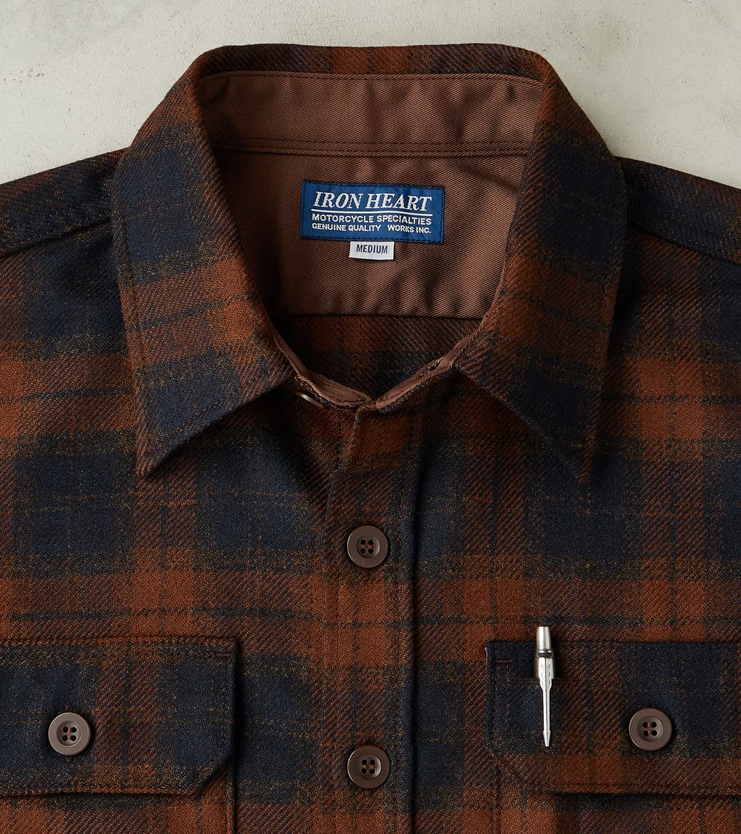 DR 434-BOT - CPO Shirt - Fox Brothers® Wool Bottle Brown Admiral Check Twill Flannel