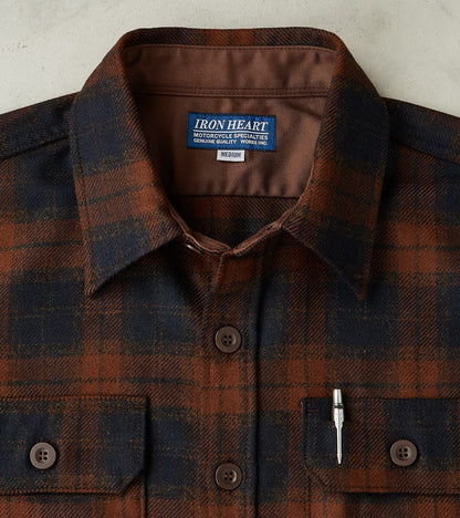 DR 434-BOT - CPO Shirt - Fox Brothers® Wool Bottle Brown Admiral Check Twill Flannel
