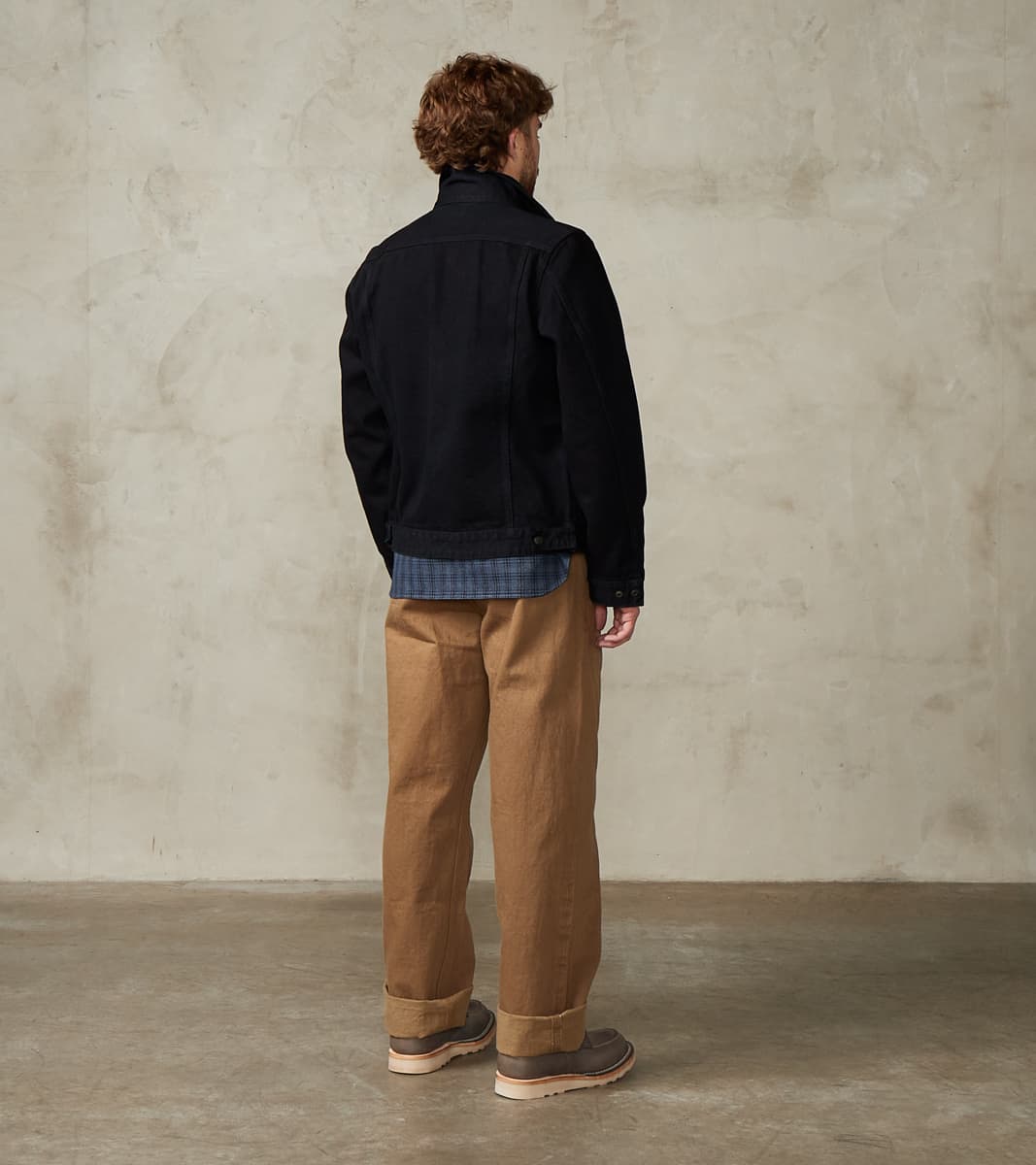 123J-OD - Work Jacket - 14oz Indigo Overdyed Black Broken Twill Selvedge Denim