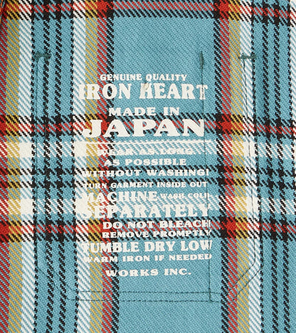 442-SAX - Work Shirt - 9oz Selvedge Flannel Sax Blue Check