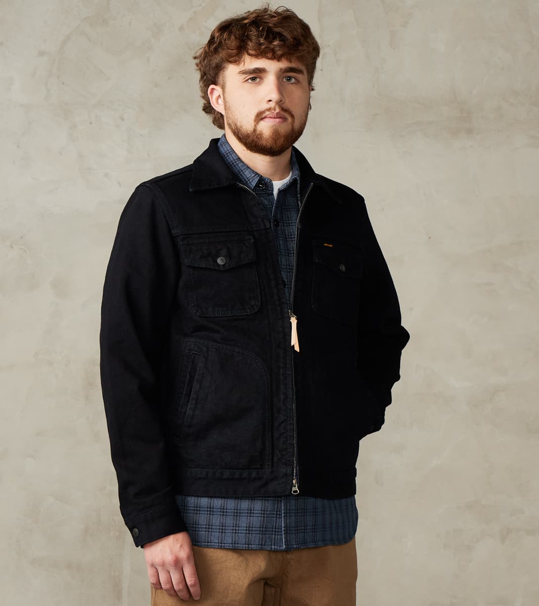 Iron Heart 123J-OD - Work Jacket - 14oz Indigo Overdyed Black Broken T…