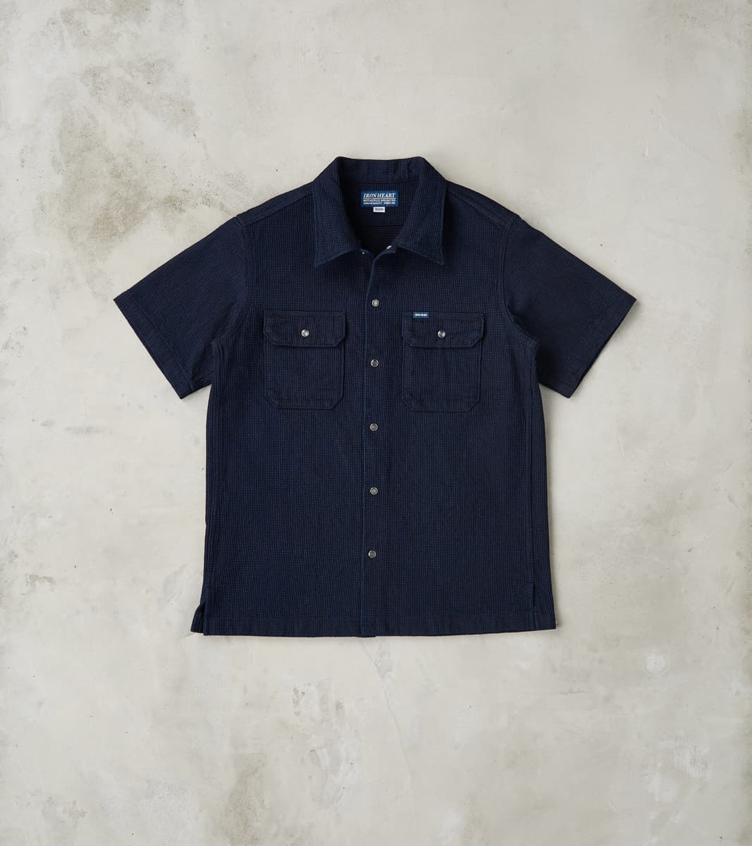 Iron Heart 445-IND - Mechanic Short Sleeve Shirt - 10oz Indigo Dobby C…