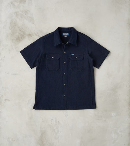 Iron Heart 445-IND - Mechanic Short Sleeve Shirt - 10oz Indigo Dobby C…