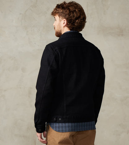 123J-OD - Work Jacket - 14oz Indigo Overdyed Black Broken Twill Selvedge Denim