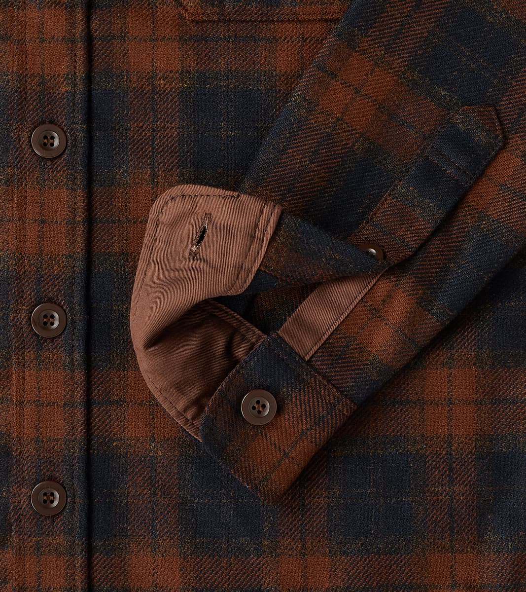 DR 434-BOT - CPO Shirt - Fox Brothers® Wool Bottle Brown Admiral Check Twill Flannel
