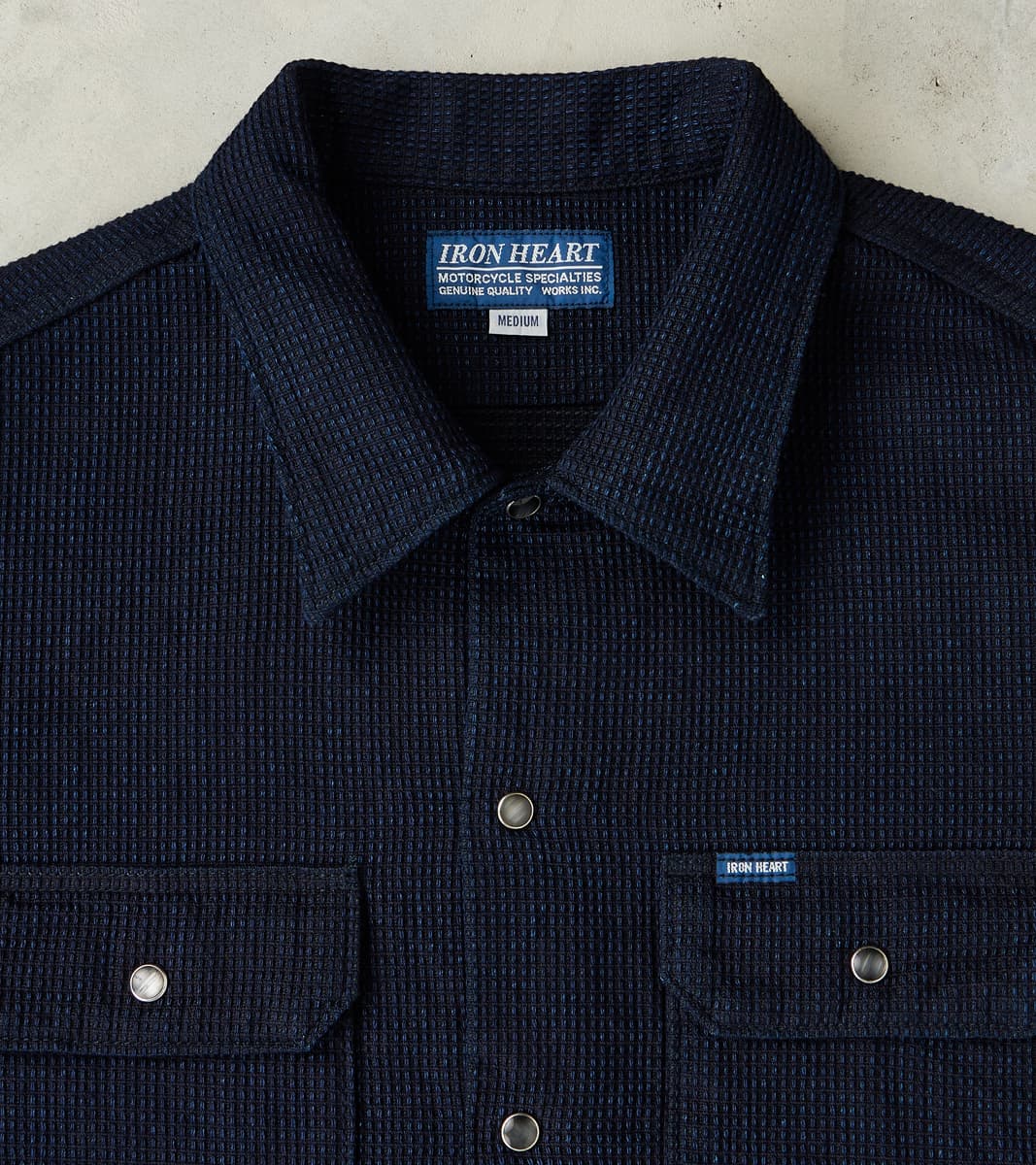 445-IND - Mechanic Short Sleeve Shirt - 10oz Indigo Dobby Cloth