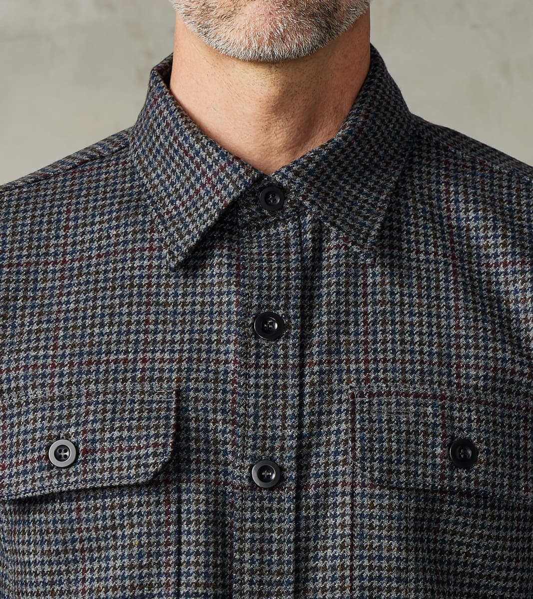 DR 434-PPT - CPO Shirt - Fox Brothers® Wool Antique Pewter Puppytooth Twill Flannel