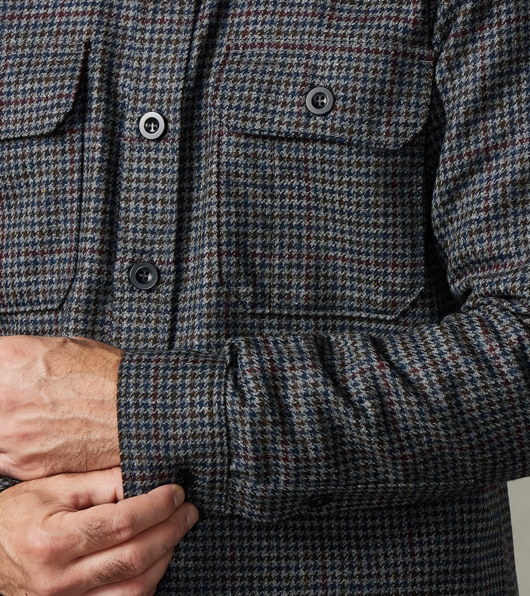 DR 434-PPT - CPO Shirt - Fox Brothers® Wool Antique Pewter Puppytooth Twill Flannel