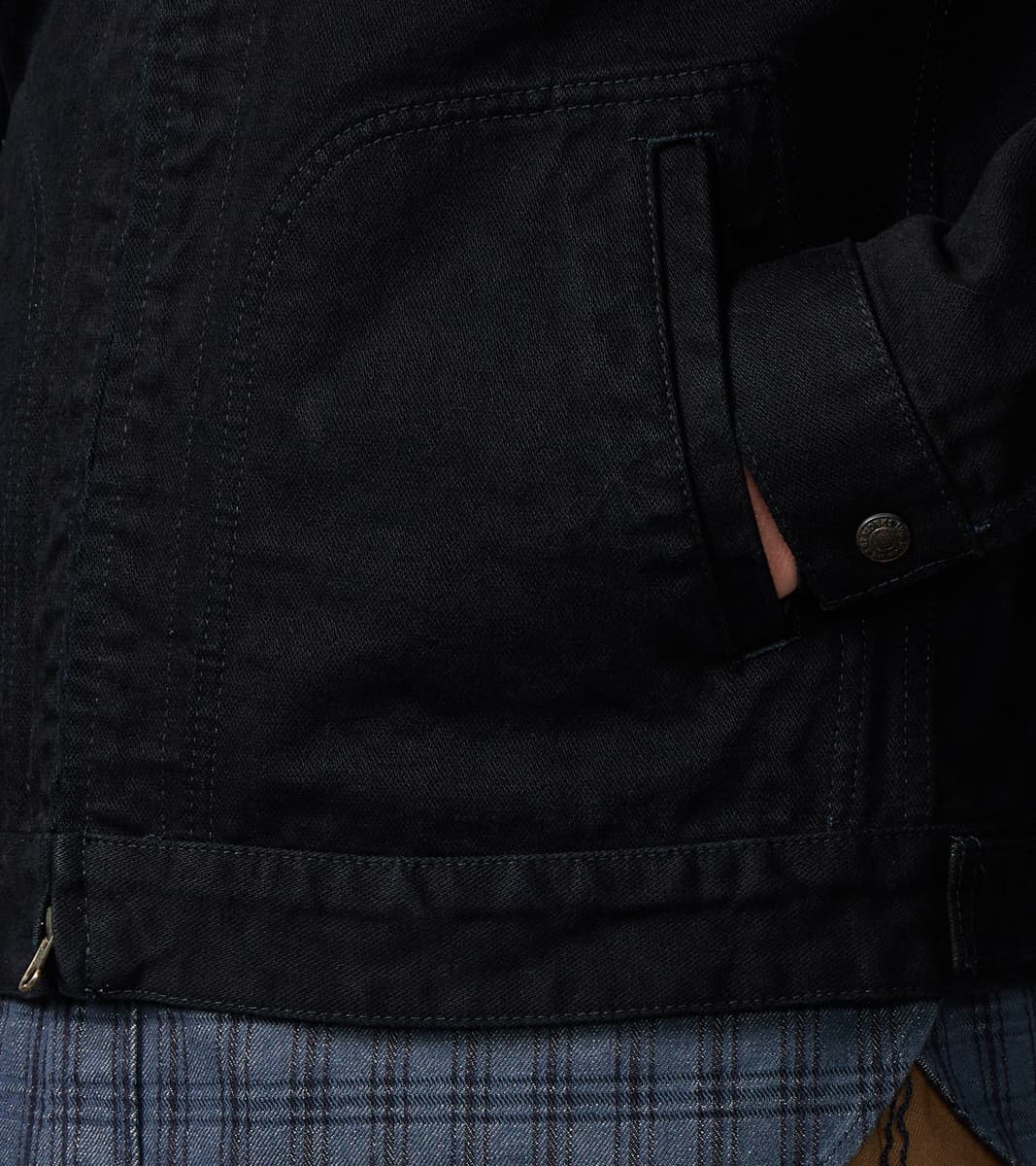 123J-OD - Work Jacket - 14oz Indigo Overdyed Black Broken Twill Selvedge Denim