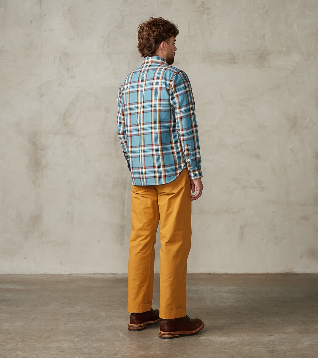 442-SAX - Work Shirt - 9oz Selvedge Flannel Sax Blue Check