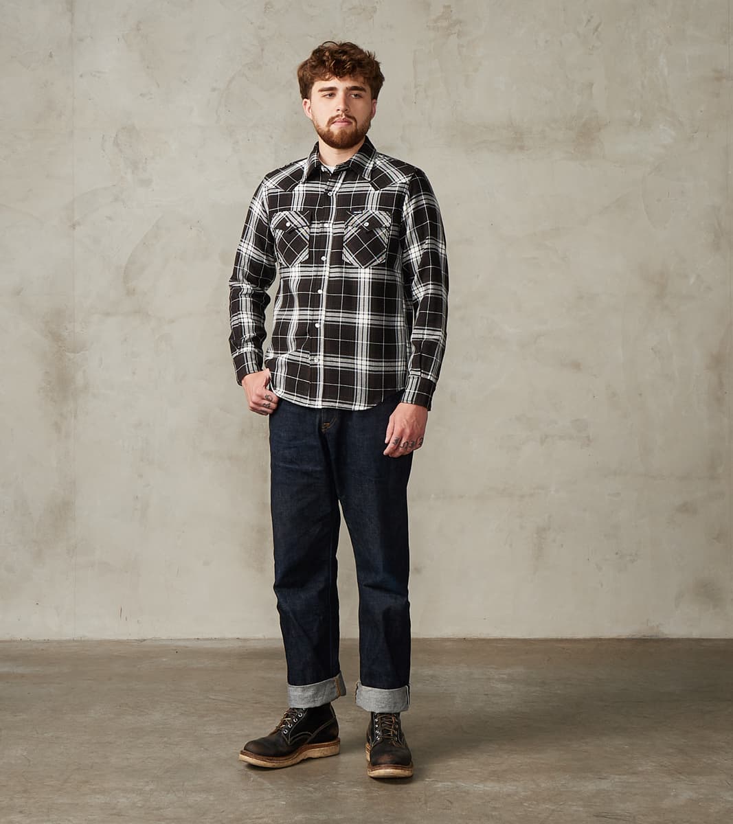 439-BLK - Western - 9oz Selvedge Flannel Black Check
