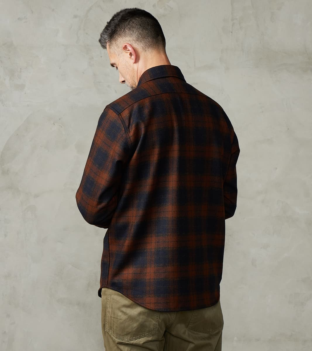 DR 434-BOT - CPO Shirt - Fox Brothers® Wool Bottle Brown Admiral Check Twill Flannel