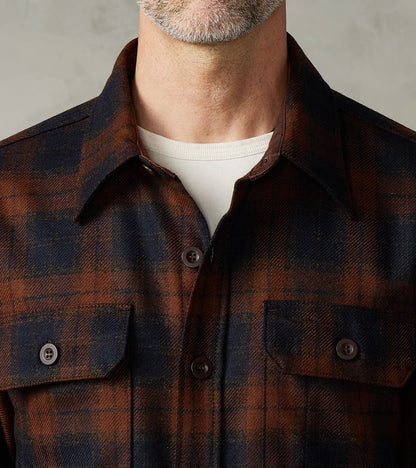 DR 434-BOT - CPO Shirt - Fox Brothers® Wool Bottle Brown Admiral Check Twill Flannel