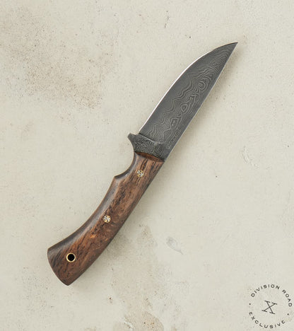 The Fields Artisan Handmade Damascus Steel & Blackened Red Oak Explorer