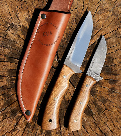 The Fields Artisan Handmade Damascus Steel & Blackened Red Oak Explorer
