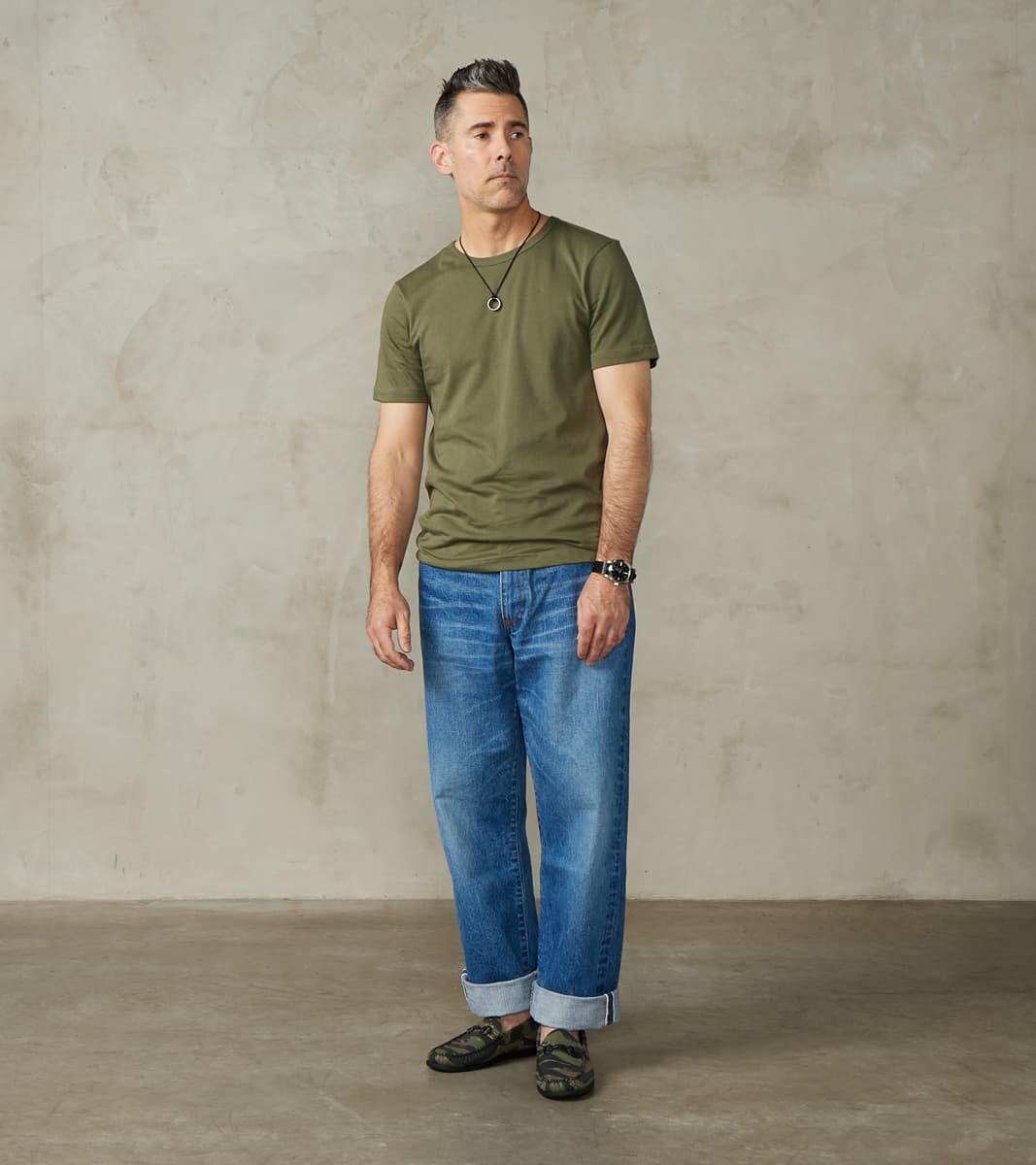 1950s Good Originals - 4.6oz Loopwheeled 1-Thread T-Shirt - 40 Army