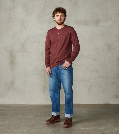 2M06 Good Originals - 6.8oz Vintage Machine 2-Thread Henley - 506 Burgundy