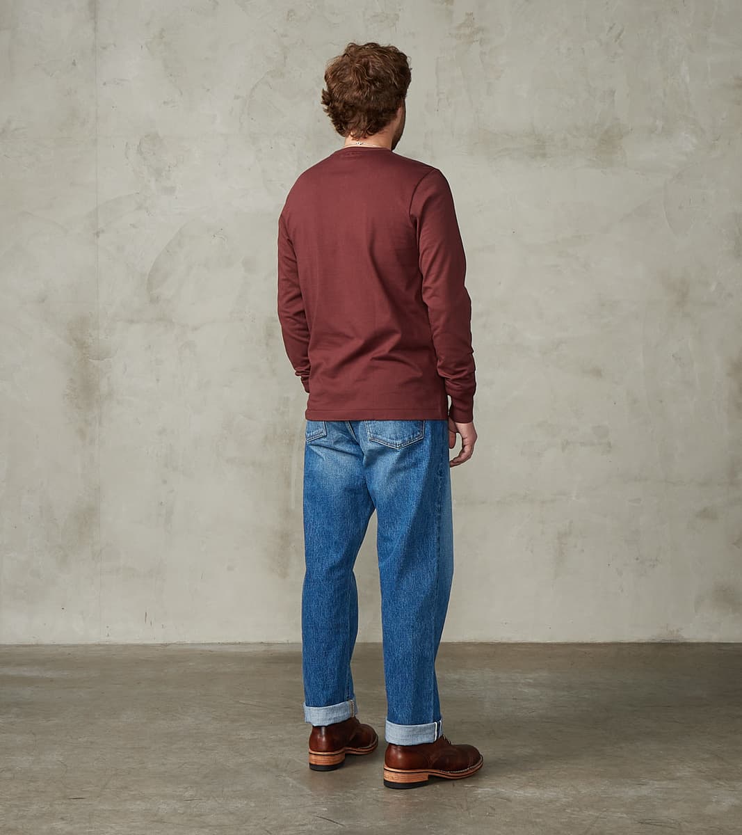 2M06 Good Originals - 6.8oz Vintage Machine 2-Thread Henley - 506 Burgundy