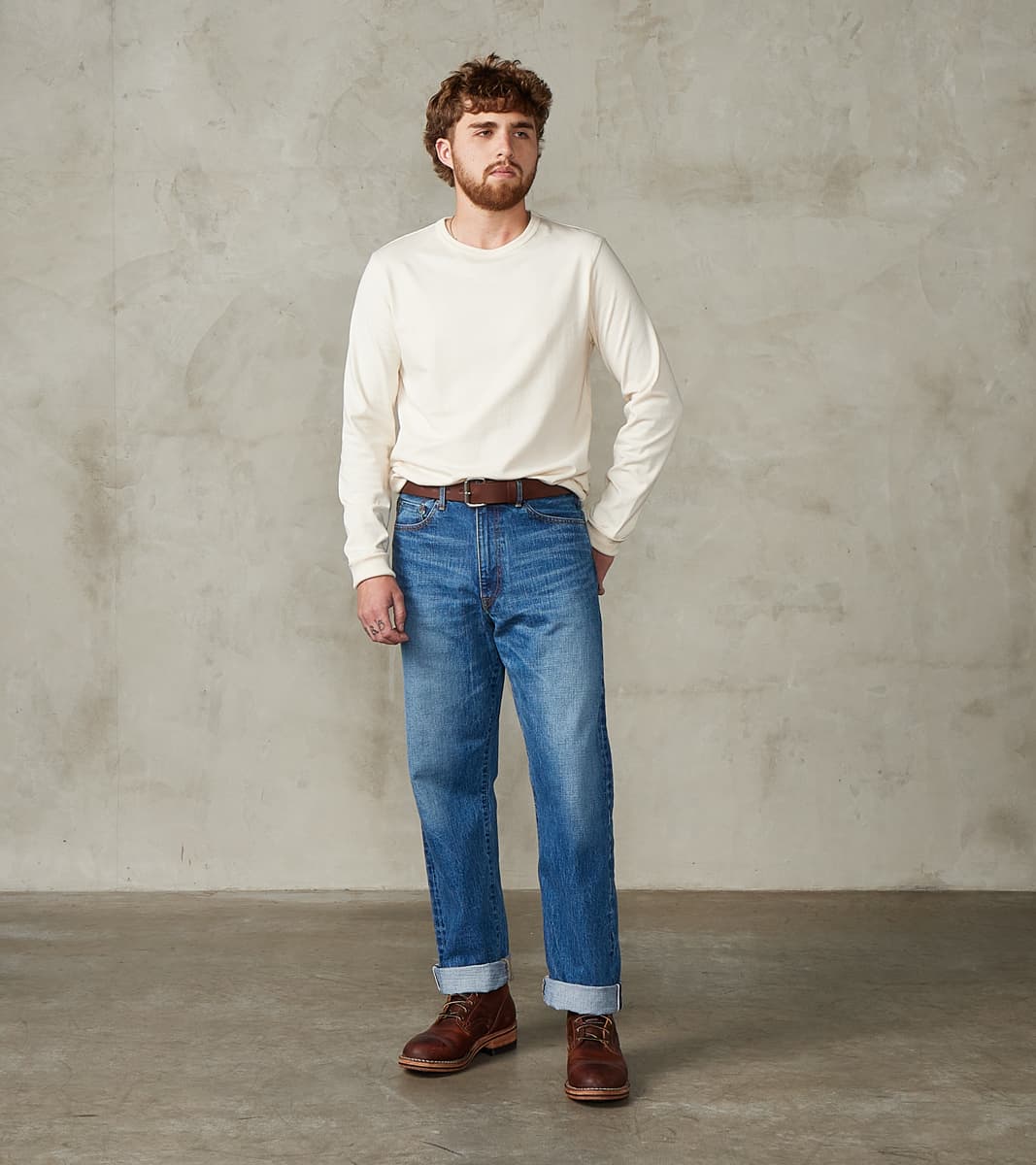 2M15LS Good Originals - 6.8oz Vintage Machine 2-Thread Longsleeve - 02 Nature