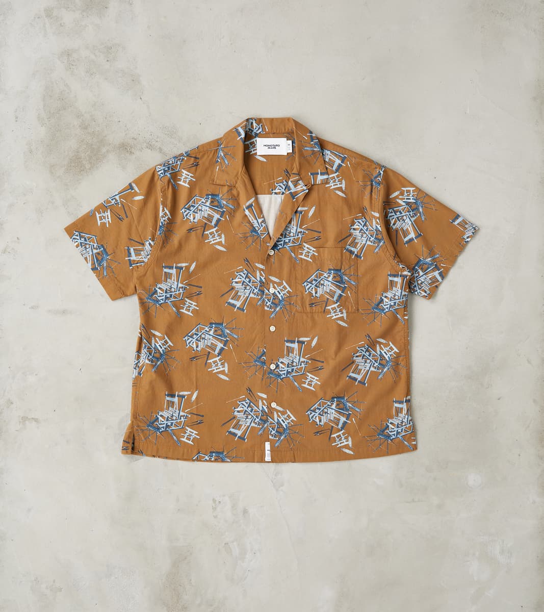 Momotaro Jeans - MMSS6004 - Cotton/Rayon Camp Shirt - Brown Shuttle Lo…