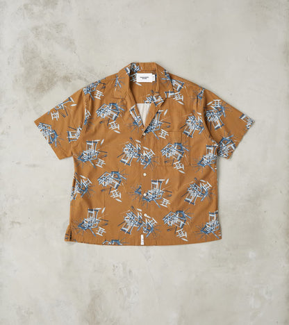 Momotaro Jeans - MMSS6004 - Cotton/Rayon Camp Shirt - Brown Shuttle Lo…