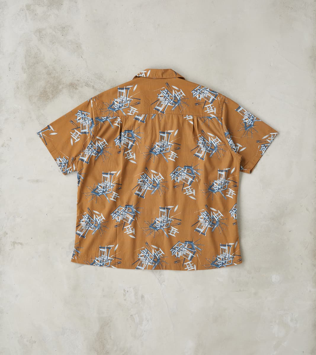 MMSS6004 - Cotton/Rayon Camp Shirt - Brown Shuttle Loom Print
