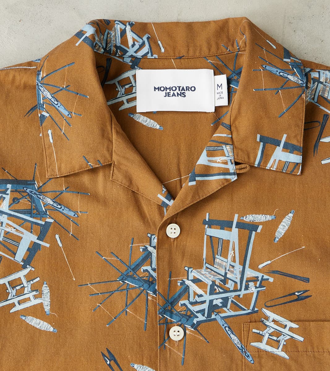 MMSS6004 - Cotton/Rayon Camp Shirt - Brown Shuttle Loom Print