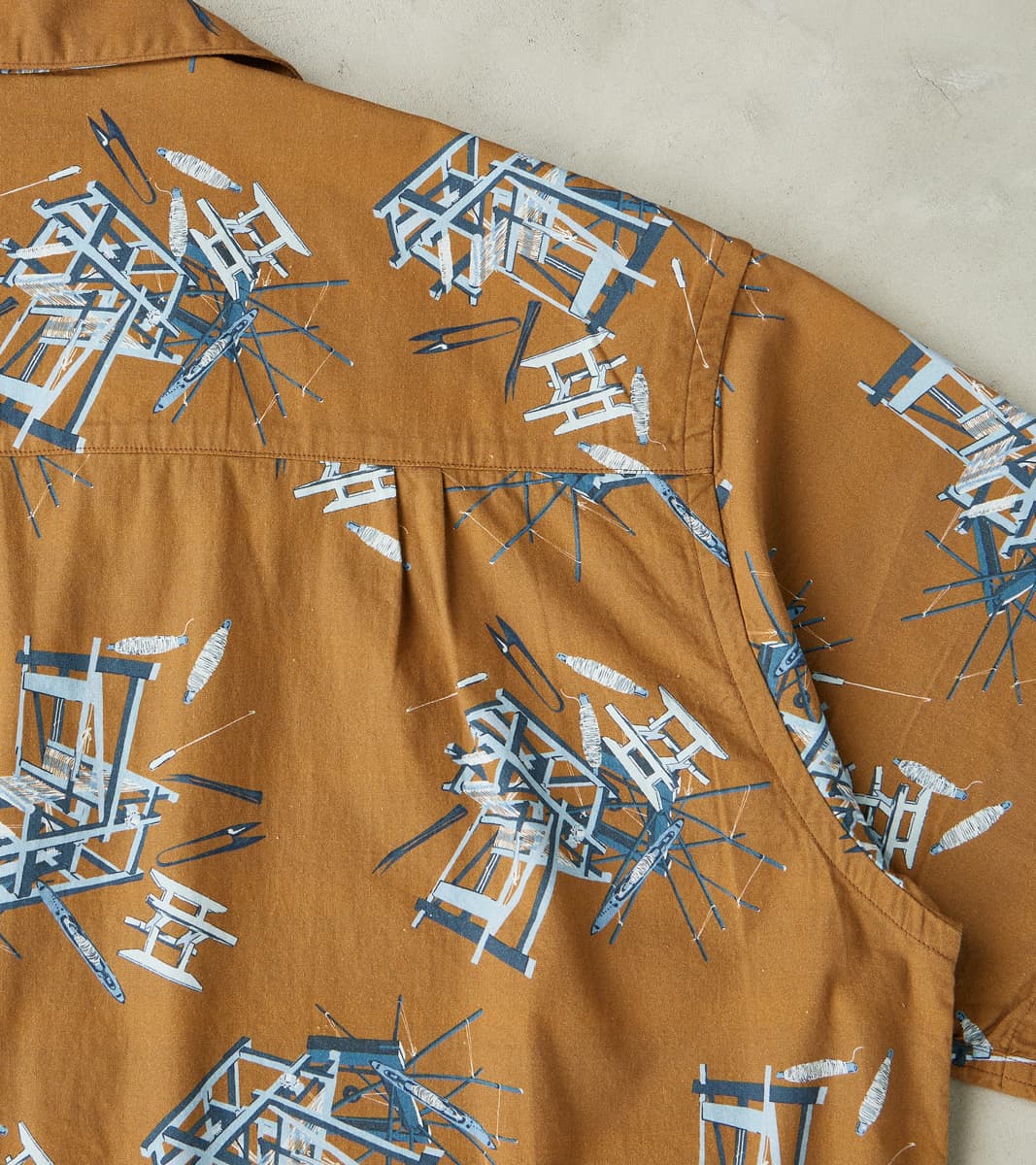 MMSS6004 - Cotton/Rayon Camp Shirt - Brown Shuttle Loom Print