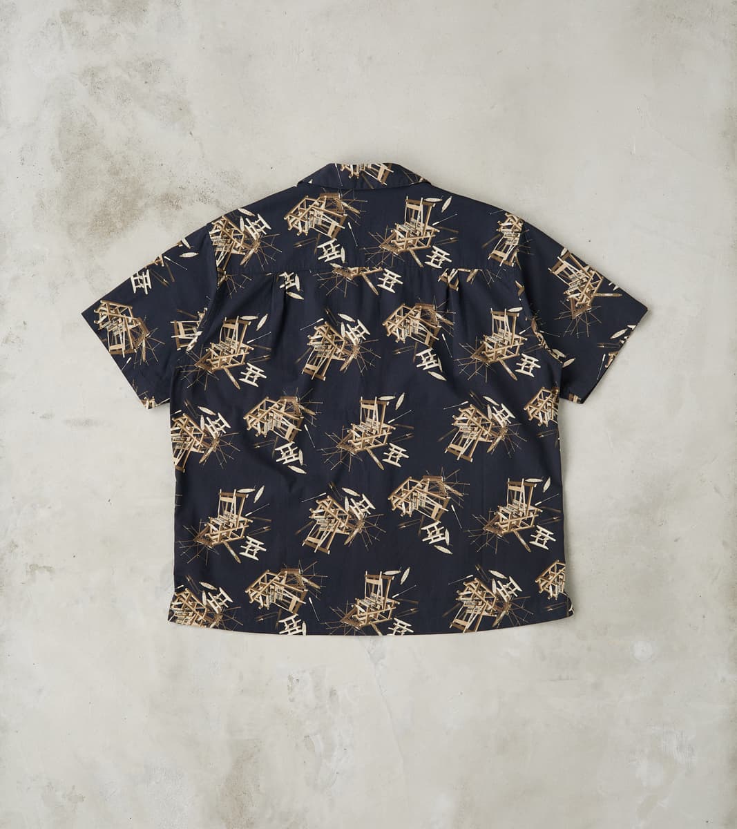 MMSS6004 - Cotton/Rayon Camp Shirt - Black Shuttle Loom Print