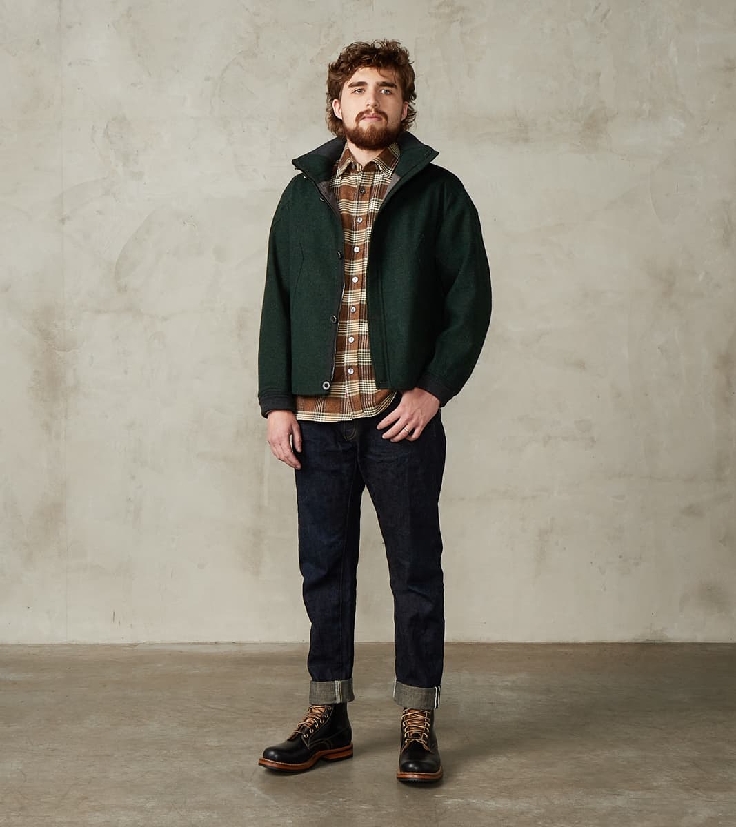 MotivMfg x Division Road American Vector Bomber - Fox Brothers® Dark Moss Exmoor…