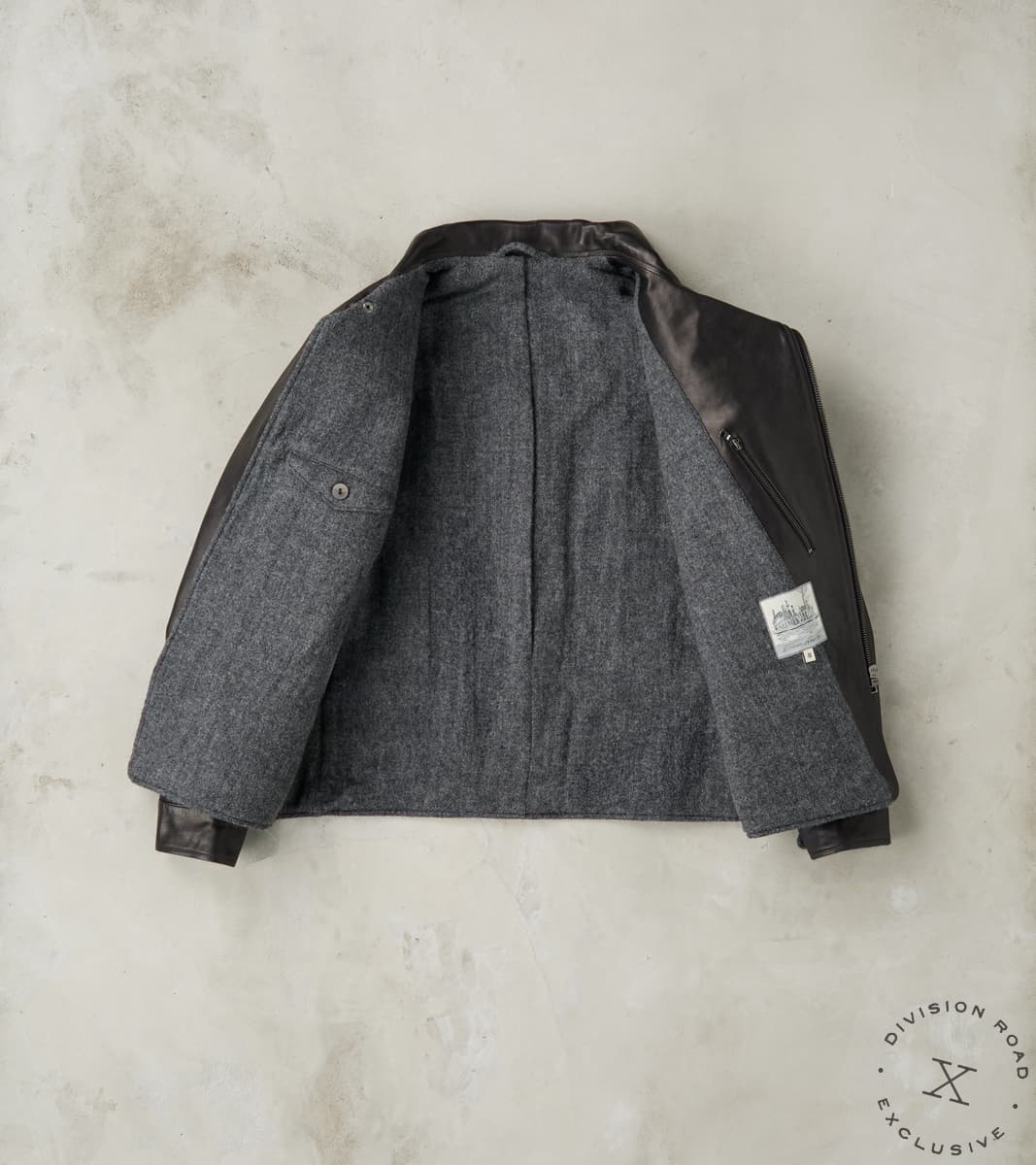 English Air Force Sidcot Jacket - Black Washed Vegetable Tanned Horsehide