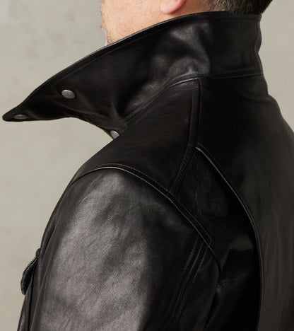 English Air Force Sidcot Jacket - Black Washed Vegetable Tanned Horsehide